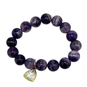 Amethyst 11.5mm Bead Elasticated Stretch Bracelet